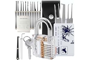 GENERIC NLIEOPDA 22pcs Models Set Hand Tool Set & Key Solid Brass Pad Licorne Maintenance Repair Tool Kit for Civilian Use Precision Hook & Pick Set Pick Tools, Black Premium Hook and Pickup Lock Pick Set