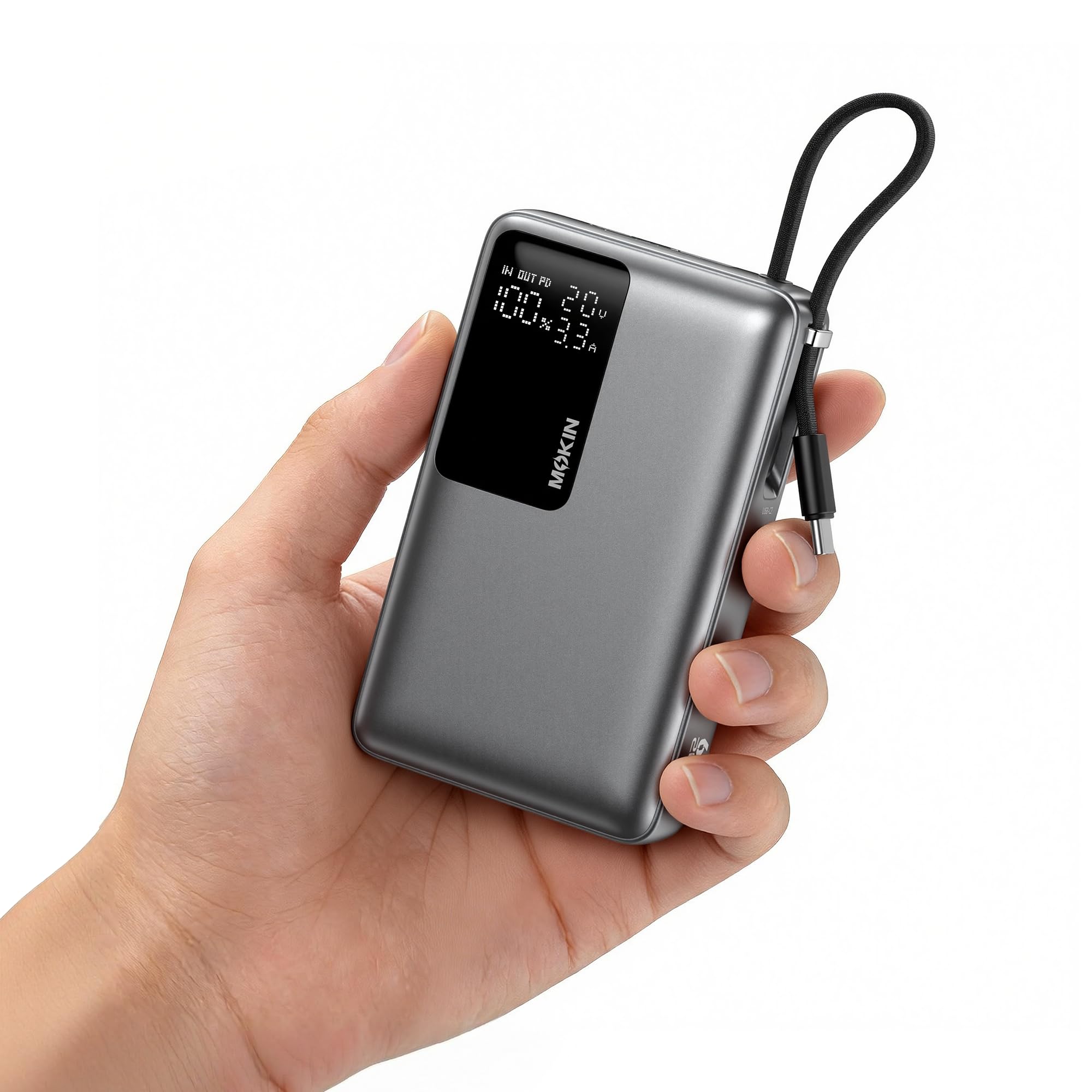 Power Bank, 65W 20000mAh Powerbank Schnellladefunktion USB C PD3.0 & QC4.0 Tragbarer Externer HandyAkkus mit LED Display, Kompatibel mit iPhone 17 16 15 14 Samsung Galaxy S25 S24 für Reisen, Camping