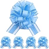 5 PCS 7 inches Baby Blue Large Pull Bows Wrapping Pull Bow Ribbon,Sky Blue Gift Wrap Bows for Gift Wrapping Baskets Wedding or Flower Decorations, Valentine's Day Christmas Birthday Gift Decorations