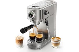 HIBREW H10B - 51mm Espresso Machine - Temperature & Cup Volume Adjustable at will - With Intelligent Display Screen & Pressure Gauge - Stainless Steel Body (Stainless steel)
