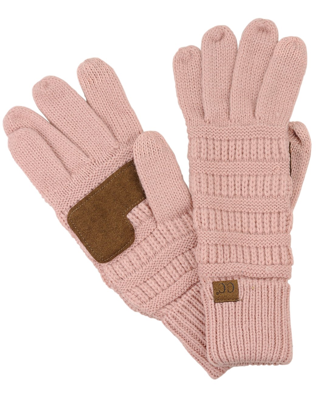C.C Unisex Cable Knit Winter Warm Anti-Slip Touchscreen Texting Gloves, Indi Pink, One Size