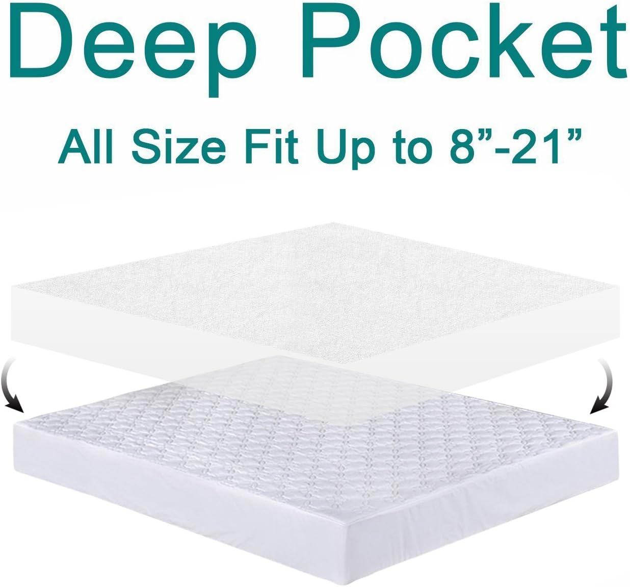 TASTELIFE Queen Waterproof Mattress Pad Protector Cover - Fitted 8" - 21" Deep Pocket - Hypoallergenic Vinyl Free: Home & Kitchen