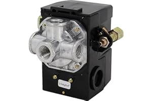 GEKUFA Air Compressor Pressure Switch 95-125 PSI Control Unloader, LF10-4H 95-125 PSI 20A 4 Port Pressure Control Switch Valve NPT 1/4