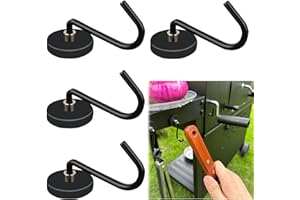 SKNOOY 4 Pack Heavy Duty Magnetic Grill Hooks, Magnet Hooks for Grill Utensils, Powerful Magnetic Hooks for Refrigerator Kitchen Office Traeger Blackstone Pit Boss Camp Chef Z Grills Smoker