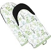 Sage+Stitch Heat Resistant Designer Kitchen Oven Mitts with Neoprene Non-Slip Grips and Hanging Loops | Set of 2 100% Cotton