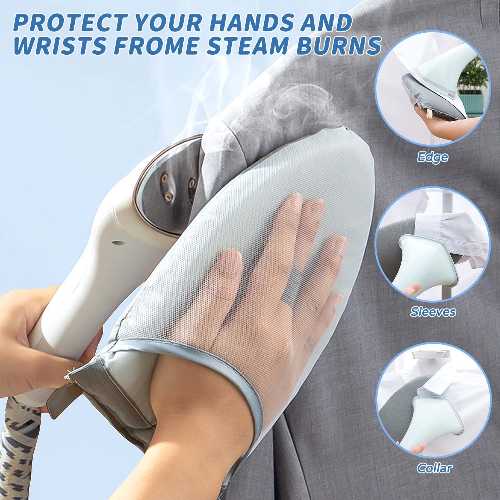 DSVENROLY Over The Door Ironing Board, Vertical Over Door Clothes Steamer Pad with Steamer Mitt, Heat Resistant Clothing Care Steam Pad for Hand held, 19.7 x 45.3 inches (Grey/White)