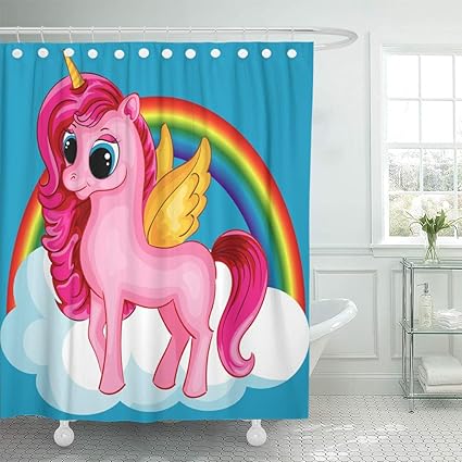 Shower Curtains Unicorn With Wings Pink Shower Curtain Liner