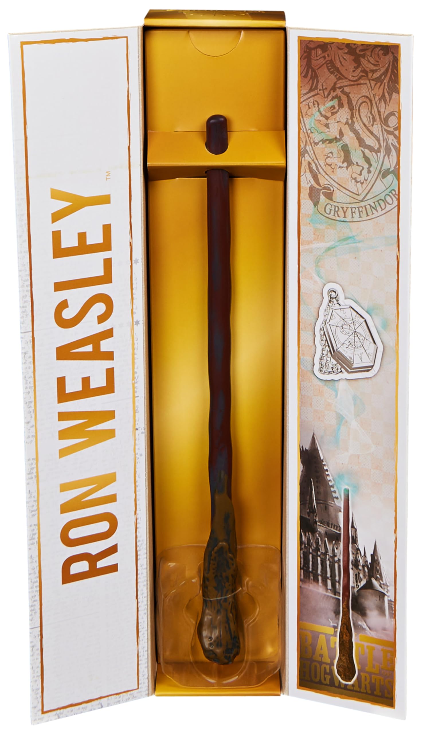 Wizarding World Harry Potter, 12-inch Magical Collector Ron Weasley Wand, Stand & Die-cast Icon, Magical Artifacts, Accessory for Halloween Costumes