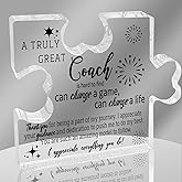 Coach Gifts for Women Men - Coach Thank You Gifts for Basketball, Baseball, Soccer, Volleyball, Coach Appreciation Birthday Gifts from Team, Inspirational Acrylic Puzzle Sign Desk Decor