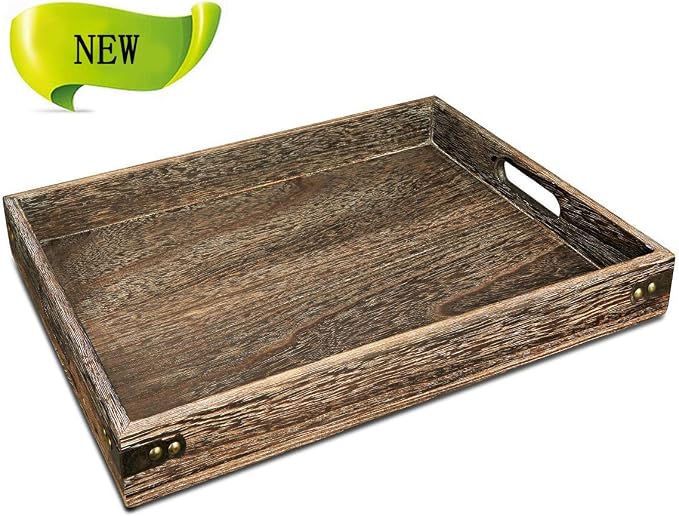 Sufandly Large Wooden Tray with Handles