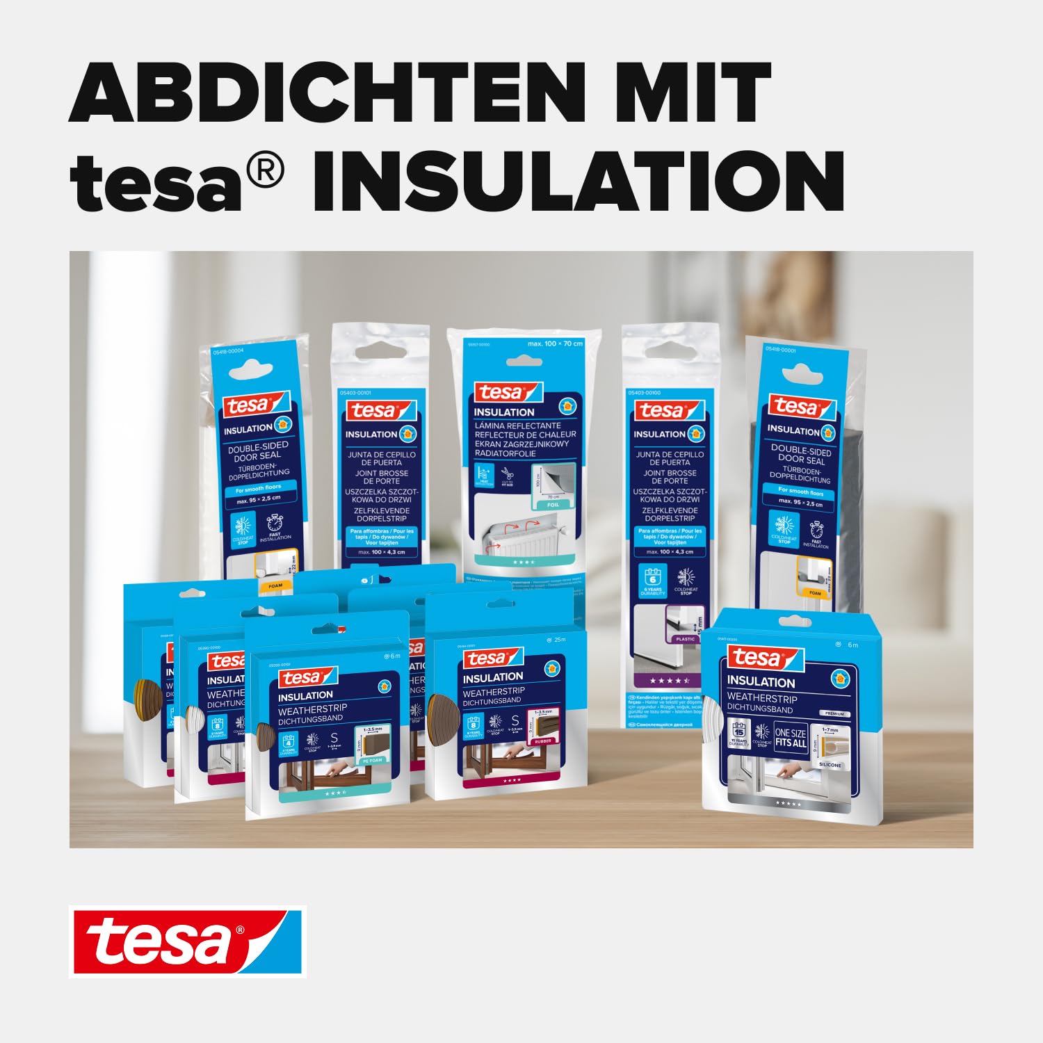 tesa INSULATION Dichtungsband - Schaumstoffdichtung zum Isolieren von Spalten im Haushalt, selbstklebend - Weiß - 10 m x 9 mm x 5,5 mm 8