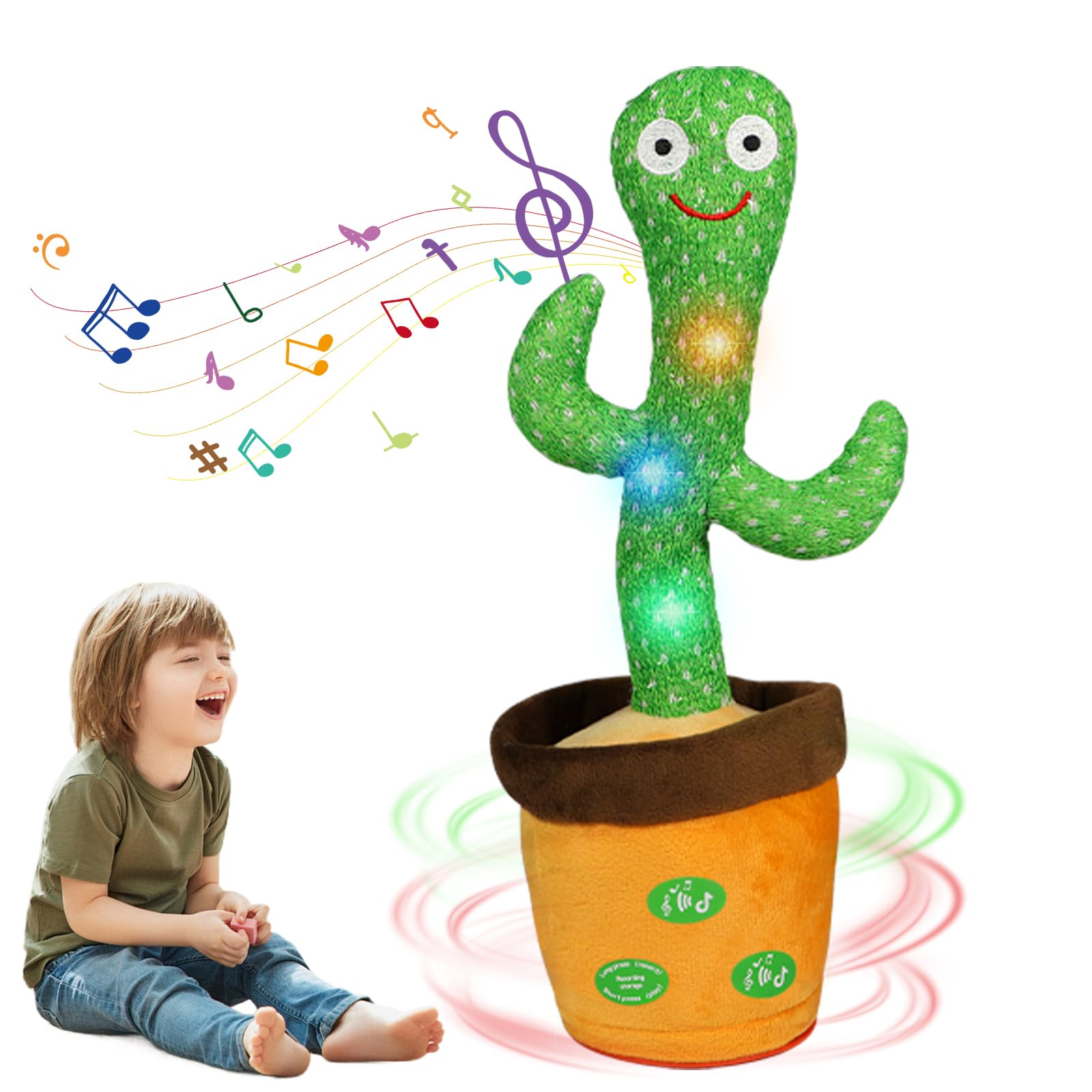 MeHoo Talking Cactus Toy, Dancing Cactus Toy Repeat What You Say, Funny Plush Interactive Figures for Kids, Singing Lighting Voice Recording Plush Learning Toys with Volume Control 120 Songs
