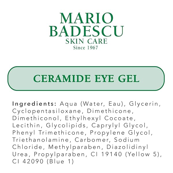 MARIO BADESCU CERAMIDE EYE GEL FOR ALL SKIN TYPES | OIL FREE EYE GEL THAT TIGHTENS AND SMOOTHES | FORMULATED WITH CERAMIDES & GLYCERIN, 0.5 OUNCE