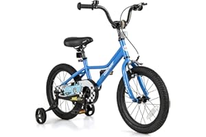 COSTWAY 12/14/16/18 Inch Kids Bike, Boys & Girls Training Bike w/Removable Training Wheels, Pneumatic Tires, Adjustable Handl