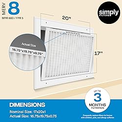 Simply 17x20x1 Air Filter, Merv 8, MPR 600, 6