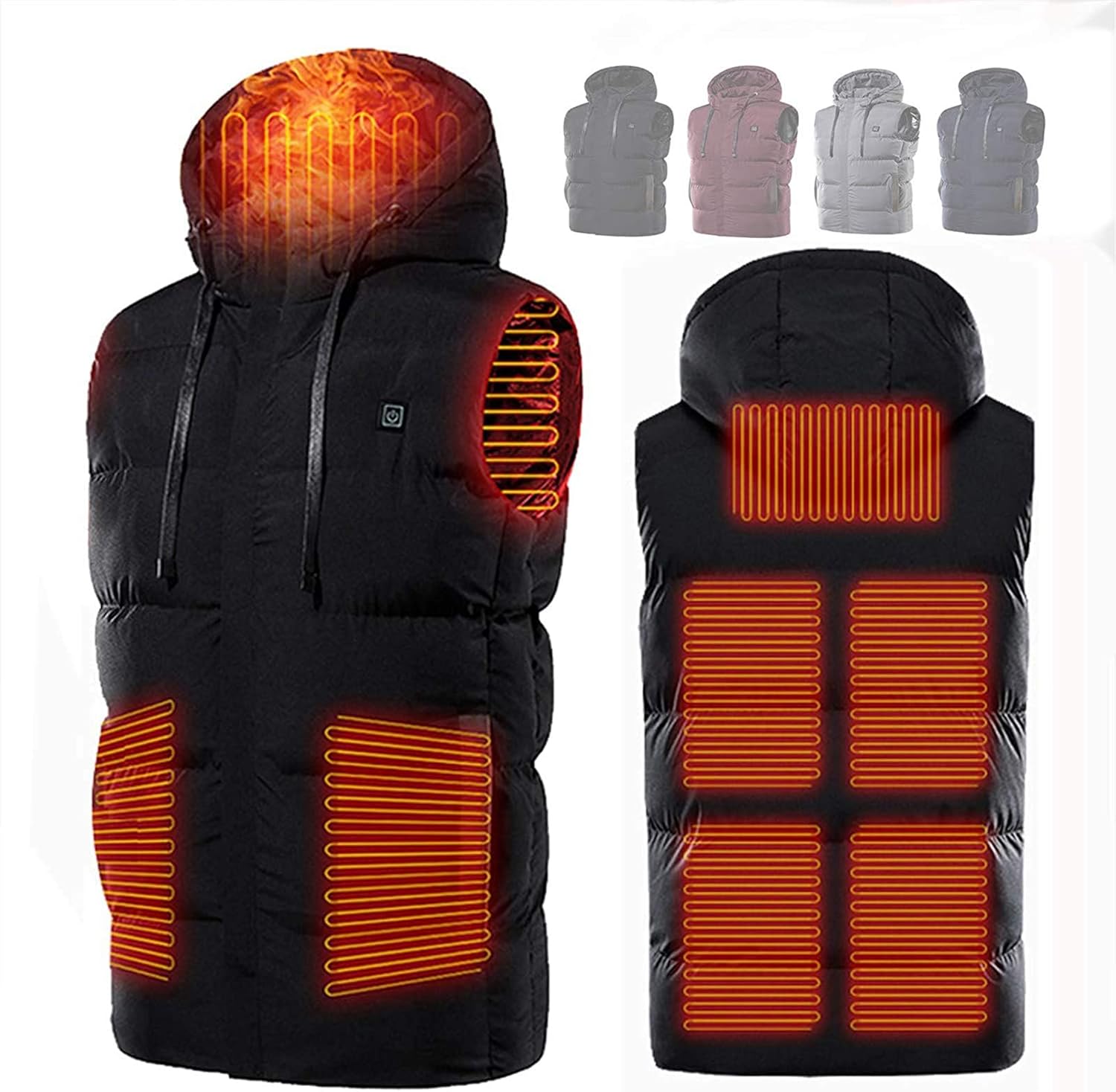USB Charging Heated Gilet Washable,7 Heating Zones Lightweight Heated