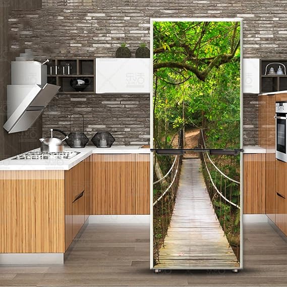 QQA Engomada Bosque Refrigerador Impermeable Puerta Papel Pintado ...