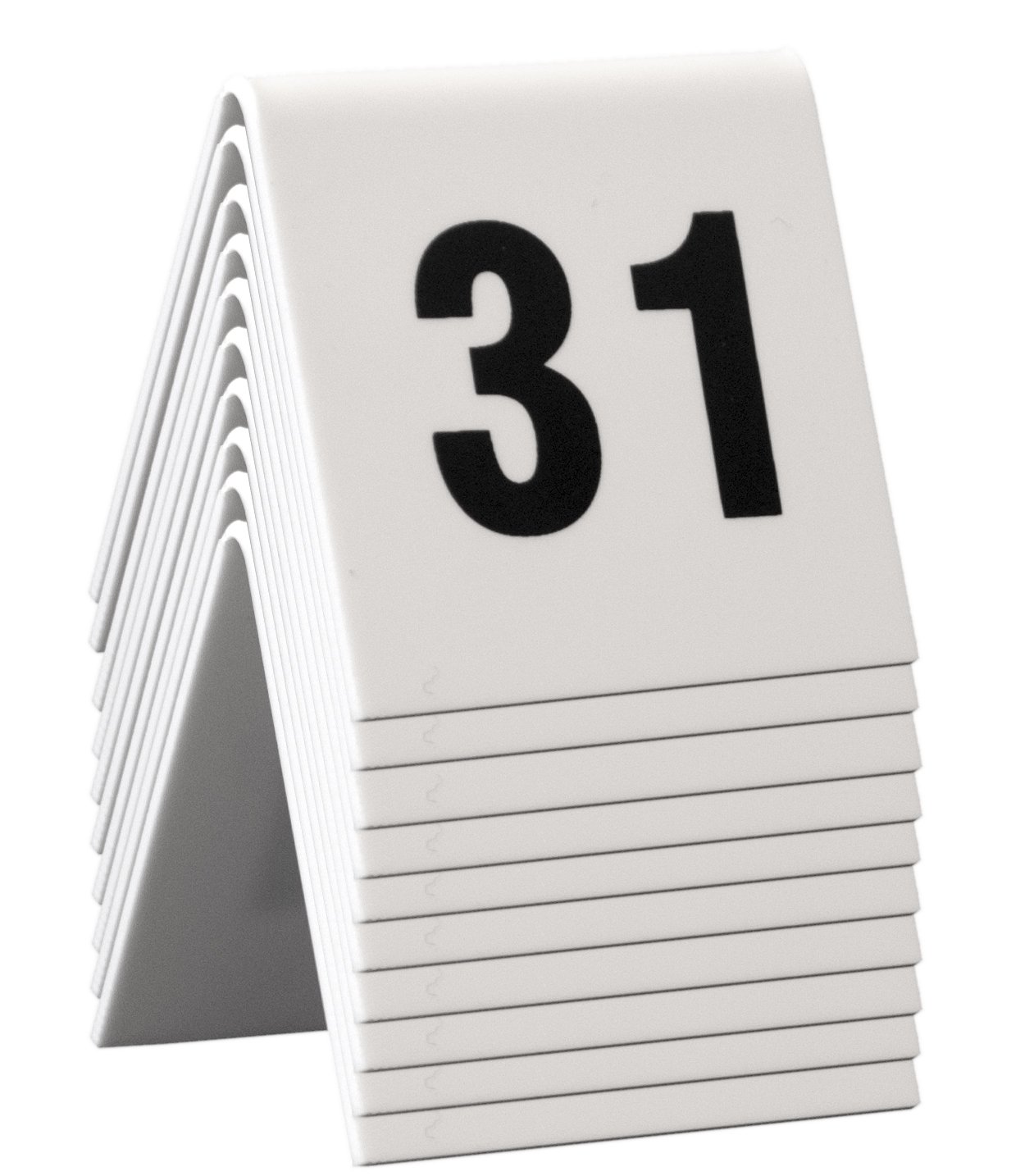 Securit Table Signs, Numbers 31-40, 4 x 4 x 5 cm (TN-31-40), TN-31-40-WT