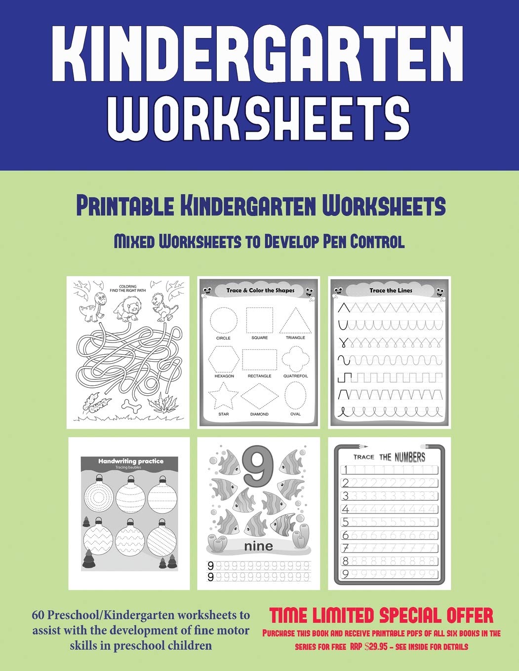 printable kindergarten worksheets mixed worksheets to develop pen control kindergarten worksheets 60 preschool kindergarten worksheets to assist of fine motor skills in preschool children manning james 9781838569013 amazon com books