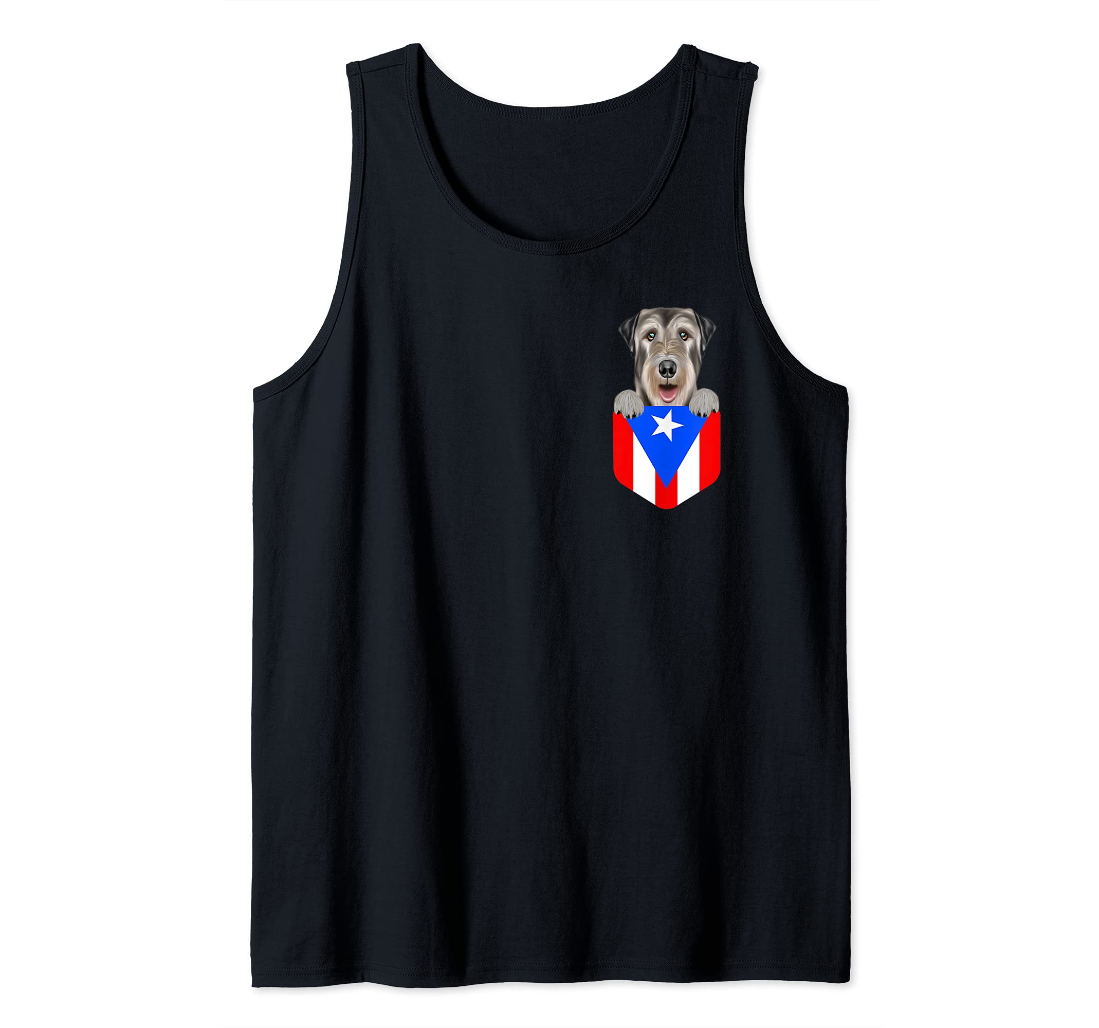 Puerto Rico Flag Irish Wolfhound Dog In Pocket Tank Top
