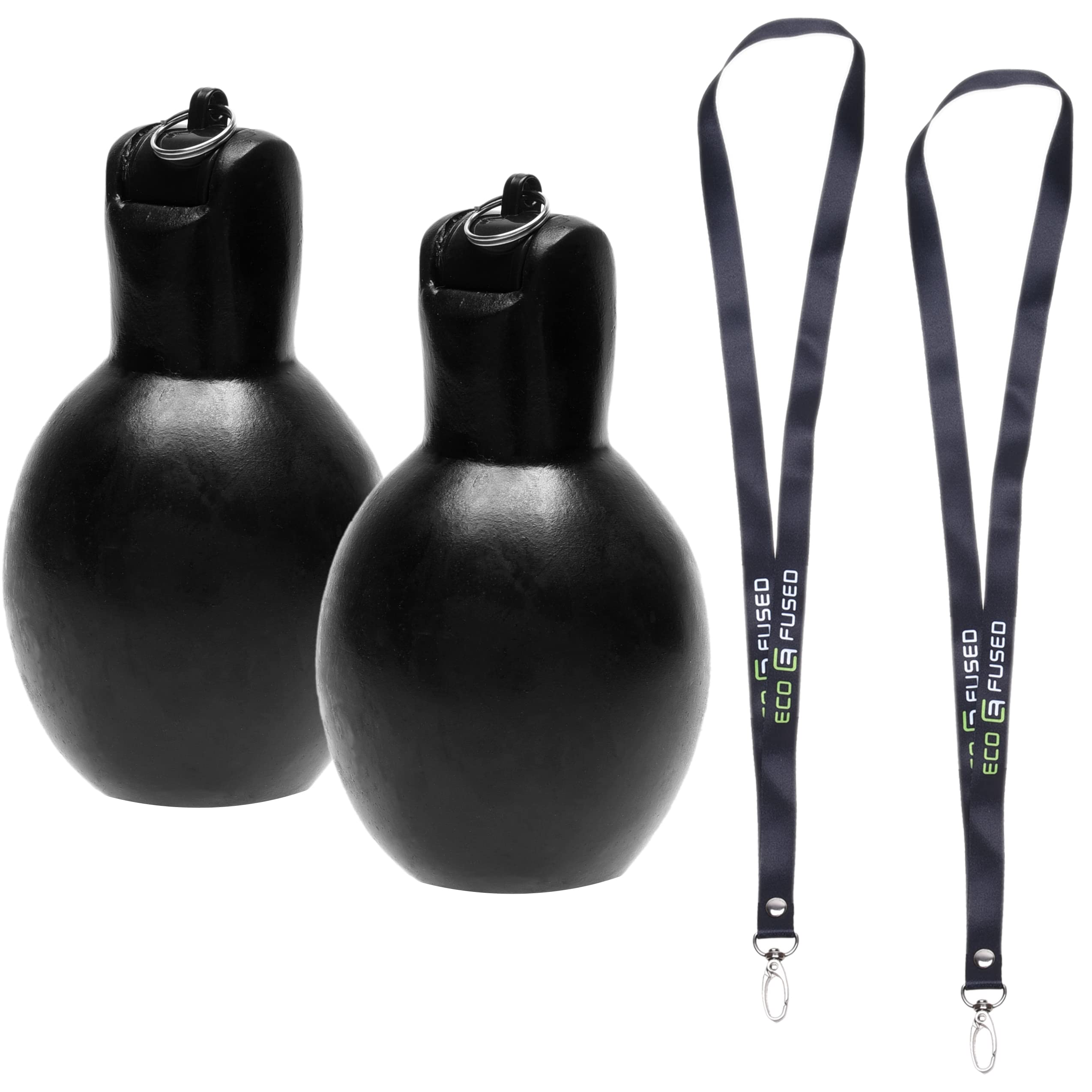 Eco-Fused 2x Hand Squeeze Whistles - Includes 2x Lanyards - Indoor, Outdoor, Home, School - Sports, Camping, Walking, Trekking, Survival Kit- Referees, Coaches, Teachers