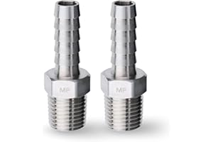 MAACFLOW MAACFLOW Stainless Steel 1/4" Male NPT to 5/16" Hose ID Barb Barbed Hose Fitting Adaptor Connector (Pack of 2)