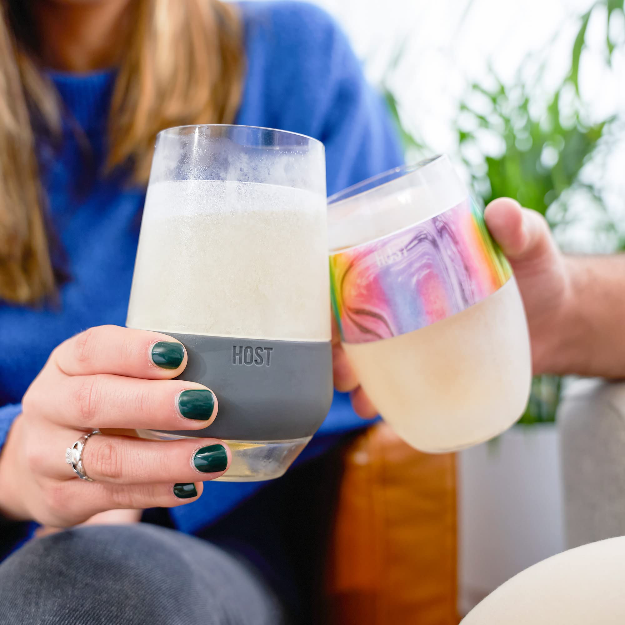 HOST Freeze XL Wine Glass Cooling Cup, Double Walled Insulated Freezable Drink Chilling Tumbler for Aperol Spritz 12 Ounces, Grey Set of 2