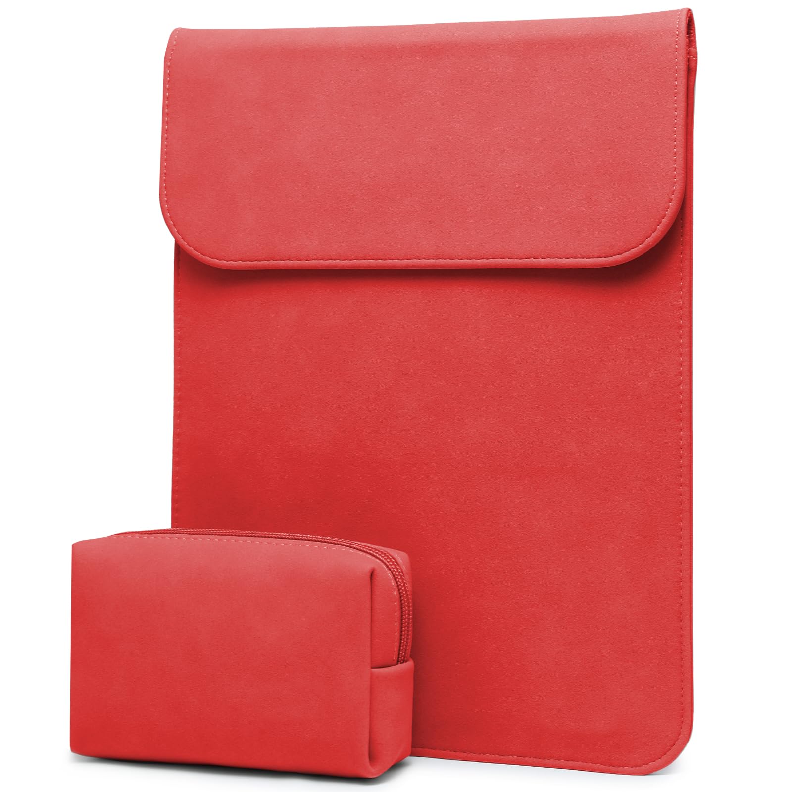 HYZUO 15-16 Inch Laptop Sleeve for MacBook Pro 16 M5/M4/M3/M2/M1 Pro/Max A3428 A3429 A3403 A3186 2026-2019, MacBook Pro 15 2015-2012, XPS 15, Faux Suede Leather Case with Accessory Bag, Red