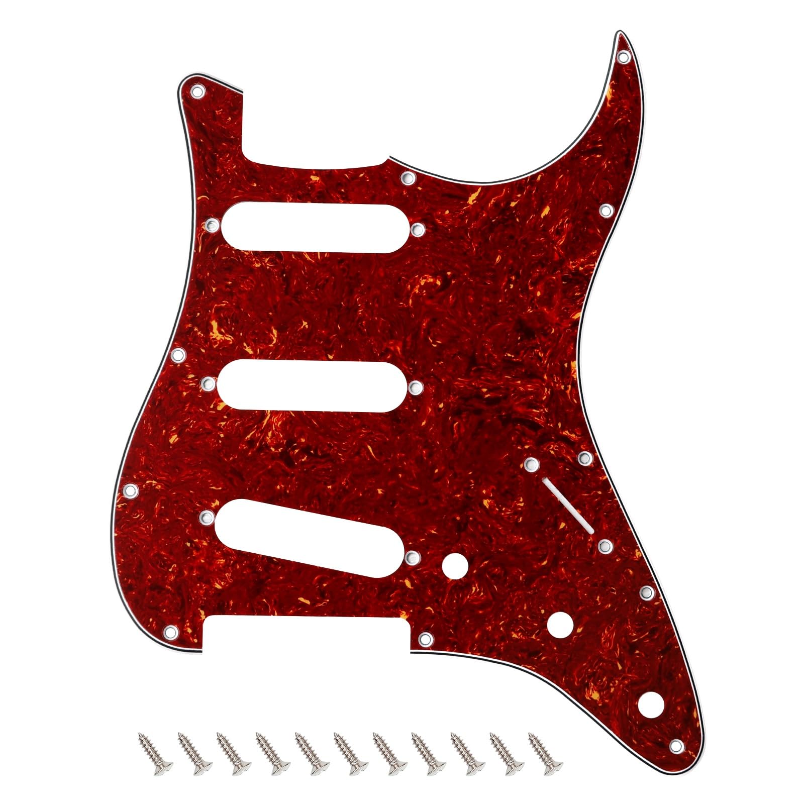 Banworks 4 Ply Strat SSS Pickguard 11-Hole Electric Guitar Pickguard Scratch Plate for USA/Mexican Modern Style Standard Stratocaster ST JT/HB-01 Brown Tortoiseshell — image 1