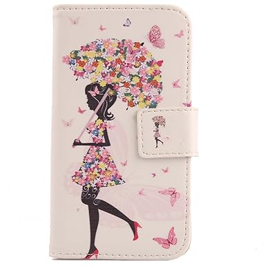 Lankashi PU Flip Leder Tasche Hülle Case Cover Schutz Handy Etui Skin Für Alcatel One Touch Pop Star 5070D 4G 5' Umbrella Gir