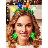 Sixexey Light Up Christmas Headbands LED Green Bulbs Headband Xmas Party Favor Supplies Accessories for Women