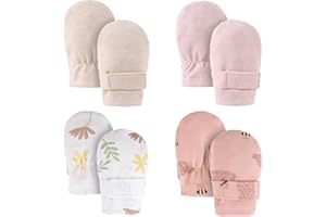 Newborn Baby Mittens Infant No Scratch Gloves Cotton Adjustable Mitts for Baby Girls Boys