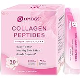 OMOGS Collagen Peptides Powder, with Prebiotics & Cranberry Extract -Hydrolyzed Collagen Peptides Support Hair, Skin, Nail, Bone & Digestive Health, Grass Fed, Non-GMO, for Women & Men