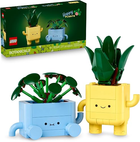 LEGO Botanicals Happy Plants Building Toy for Kids, Girls, and Boys 9+ - Playroom Decor for Desk or Shelf - Gift for Birthdays - Artificial Indoor Plant for Play & Display - 10349