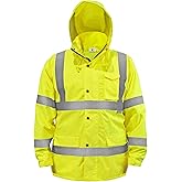 JORESTECH Hi-Visibility Waterproof Rain Jacket with Mesh Lining, ANSI/ISEA 107-2015 Class 3 Type R, Lightweight Wind-Resistant Safety Jacket