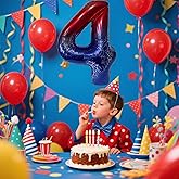 Giant Spider Web Helium Number Balloons, Red and Blue Gradient, Foil 40 inch Height For Boys Birthday Party Decoration (Number-Spider-4)