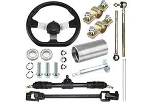 PRO BAT 270mm/10.6'' Front Steering Wheel Kit with 22mm 7/8'' Universal Handlebar Mounting Clamps 420mm/16.5'' Gear Rack Pini