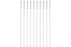 FOREVERIE Extra Long Pipe Tube Cleaner Straw Brush with Clear Nylon Bristles, 304 Stainless Steel Handle & Hanging Loop, Diam