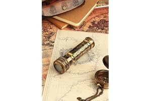 JUNZALINAUTIC Handmade Brass Kaleidoscope with Leather Case - Vintage Look - Antique Finish - Nautical for Friends Family.