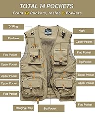 Flygo Men's Fishing Vest Summer Outdoor Lightweight