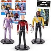 Star Trek Action Figure Set - Bundle with 3 Figurines Picard, Worf, TROI Plus Decals | 7" Star Trek The Next Generation Toys for Teens, Adults