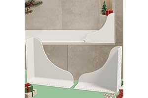 ROSLIM No-Adhesive 2-Pack All-Silicone Shower Splash Guard with Strong Suction Cups, Reusable Bath Tub Corner Water Blocker for Secure Seal&Easy Removal，Keep Water in Shower or Bath, One-Piece Design, White