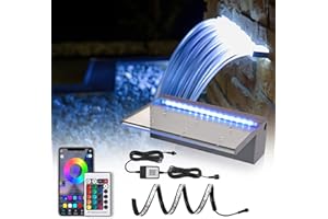 Aquadock 12'' APP Control Pool Waterfall Spillway Acrylic Pond Fountain with RGB LED Lights, Fountain Set for Outdoor Decorations, Koi Pond Swimming Pool w/16 Color Changing Spillway for Sheer Descent