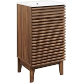 Modway Render 18" Bathroom Vanity with Sink in Walnut White