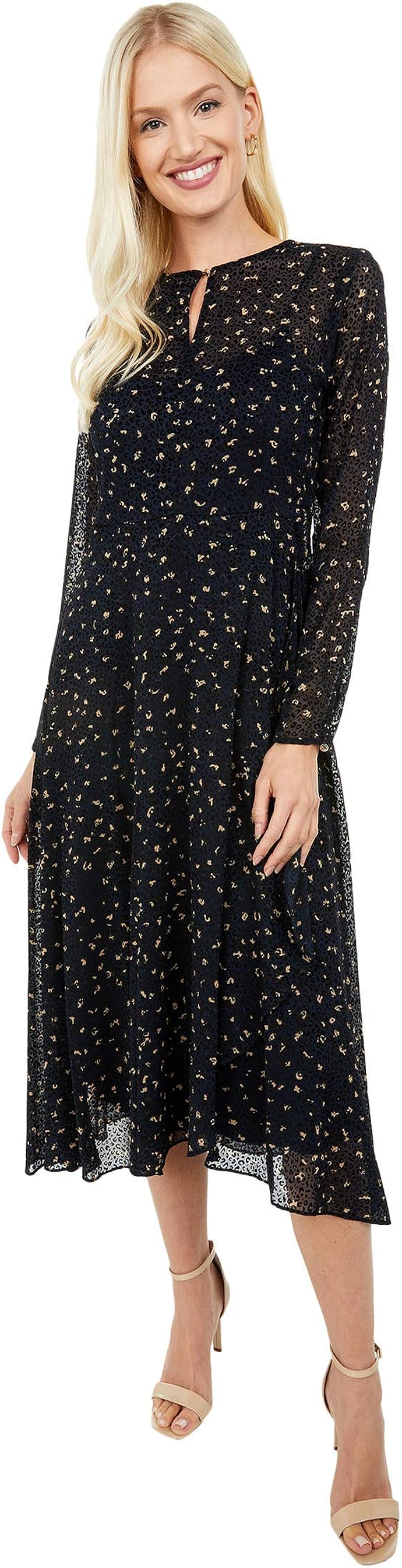Tommy Hilfiger Women's Chiffon Long Sleeve Midi Dress at Amazon Womenâs Clothing store
