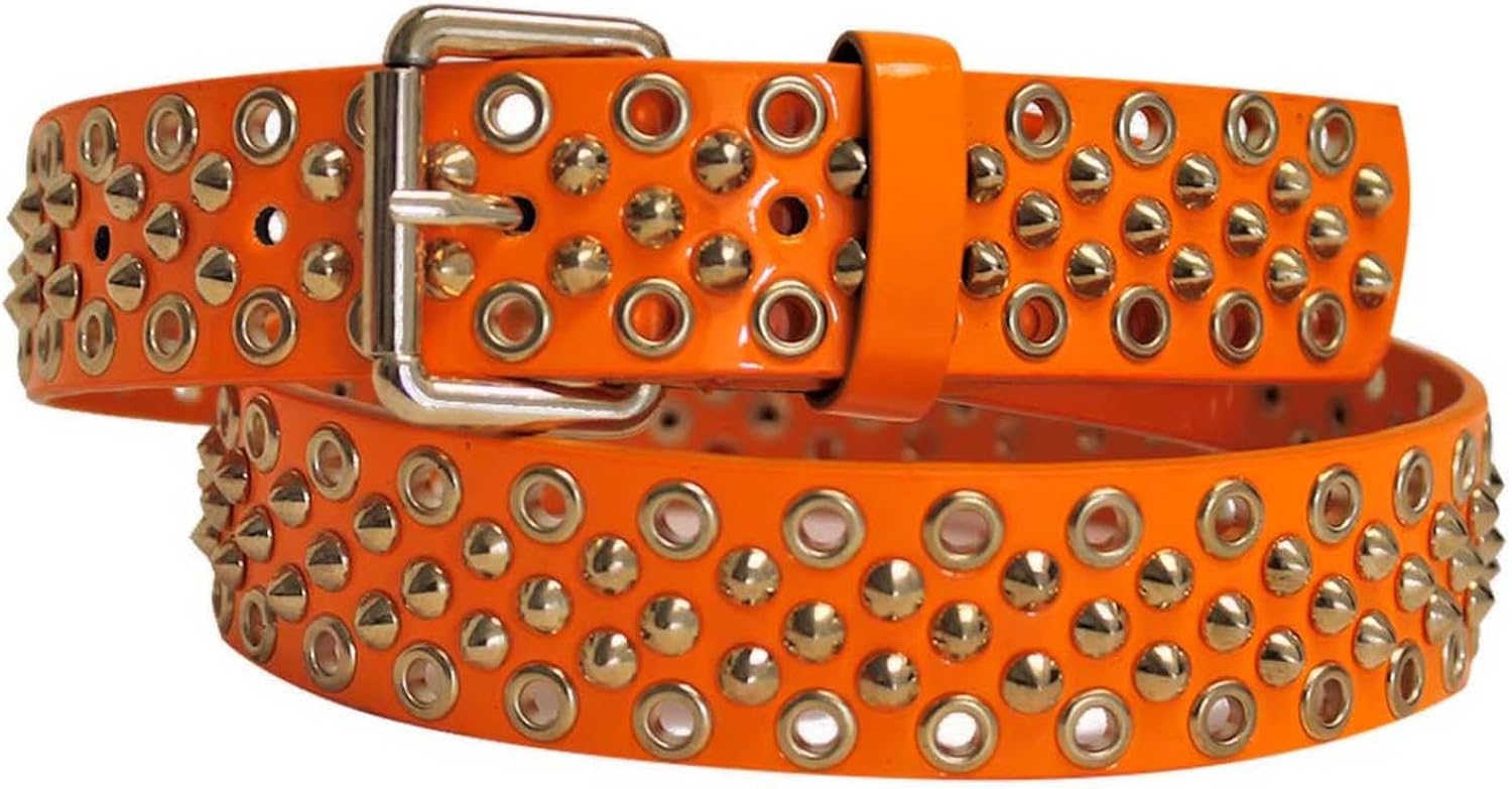 Orange Neon Golden Studded Spike Grommet Belt Size Small at Amazon