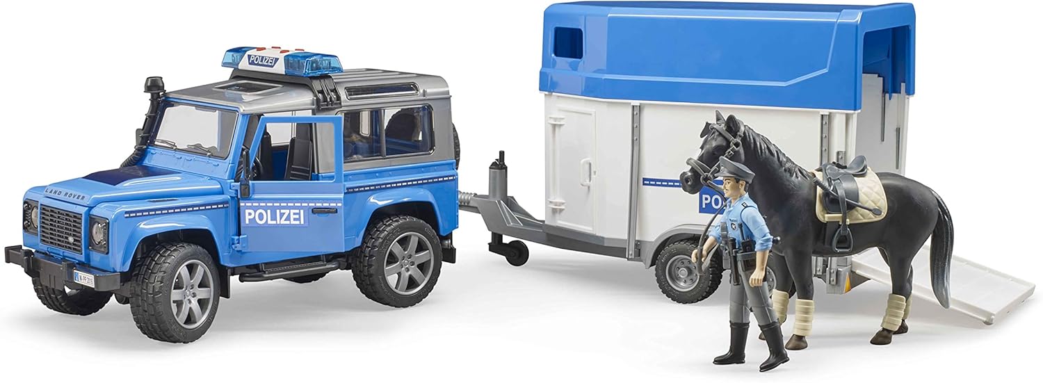 bruder land rover defender with horse trailer