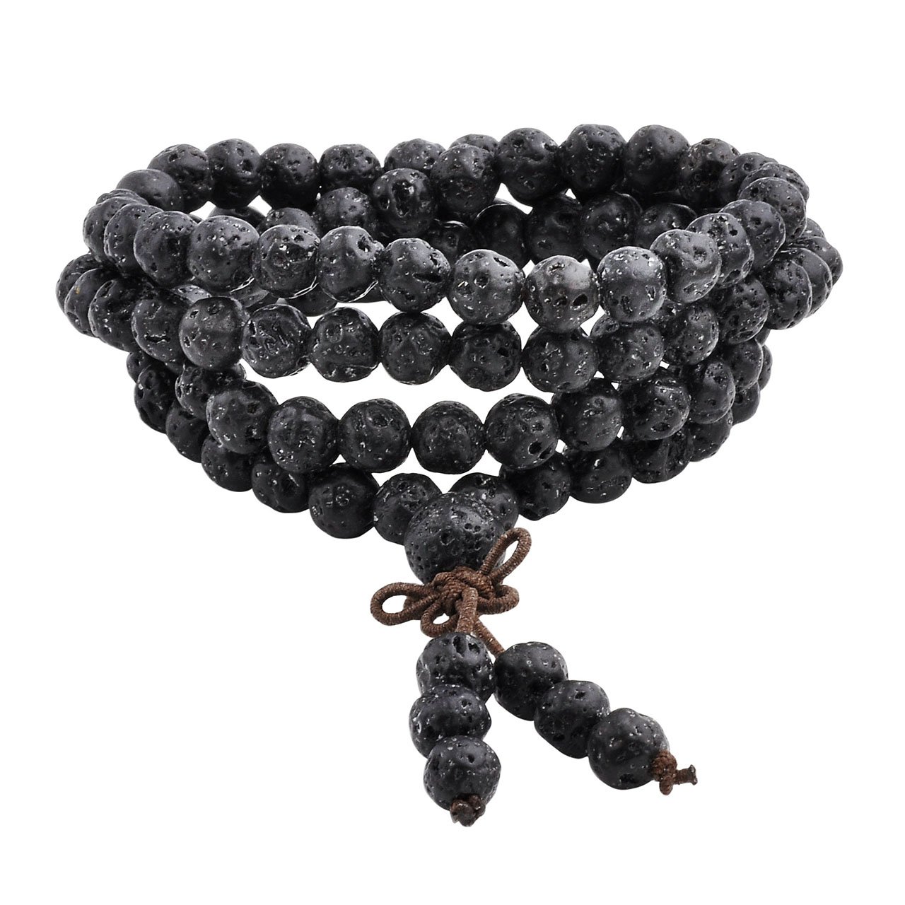 Jovivi 6mm Mala Beads 108 Buddhist Prayer Bead Necklace Men Natural Lava Rock Healing Crystal Stone Anxiety Bracelet Jewellery Gifts for Womem Men