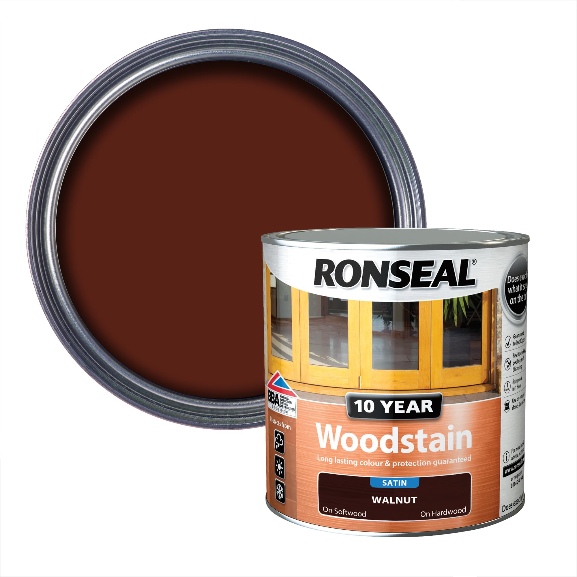 Ronseal 10 Year Woodstain Walnut 750ml