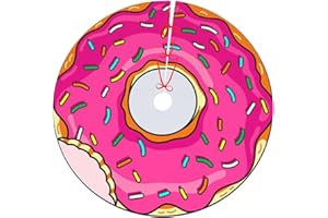 DORKEIXIA Pink Doughnut Donut Candy Sugar Food Colorful Cartoon 36 Inch Christmas Tree Skirt Round Winter Snow Suitable for Christmas Xmas Halloween Holiday Party Decor Decoration Occasion